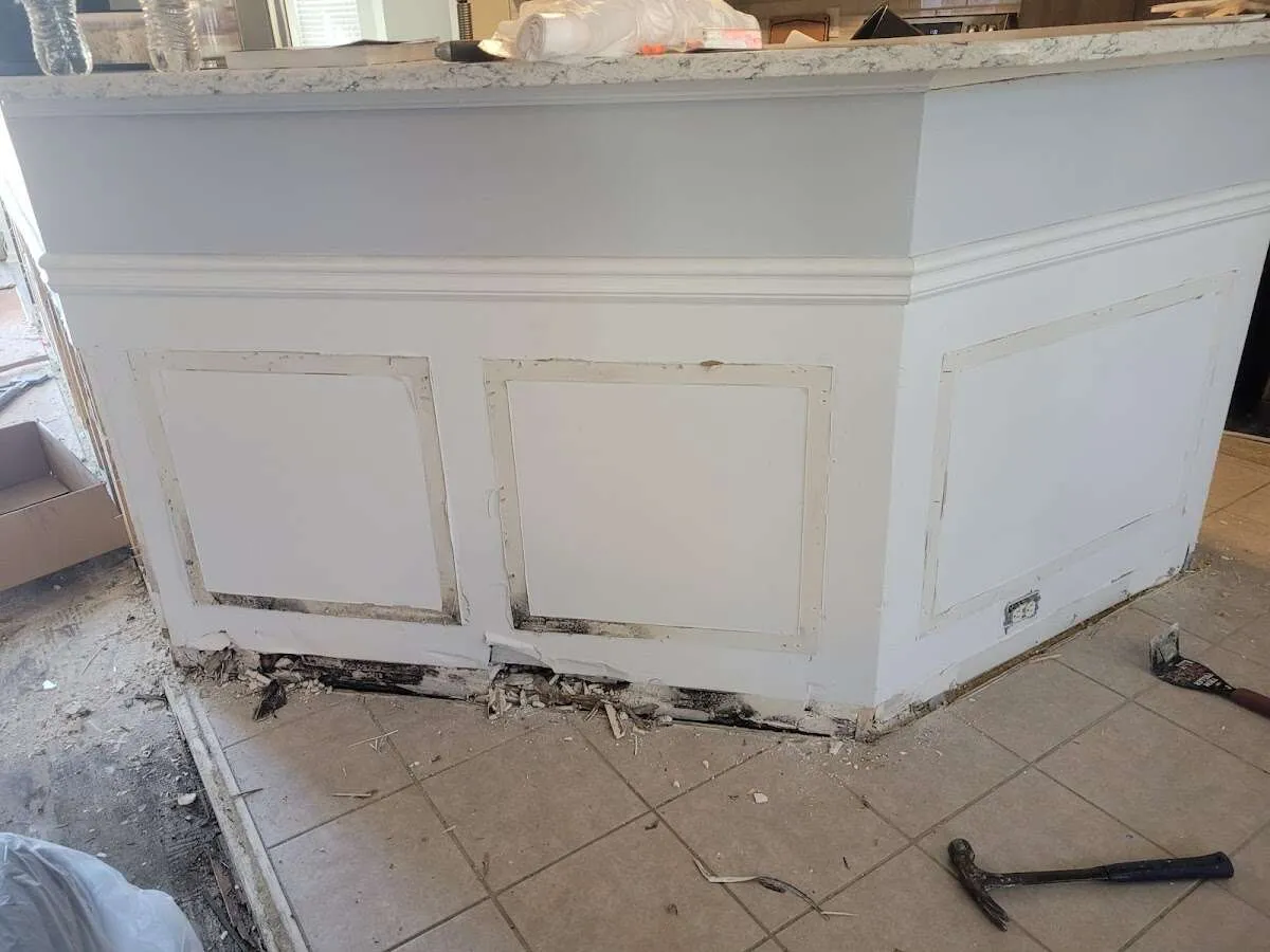 Water damage and mold on kitchen during Storm Damage Restoration in Normal
